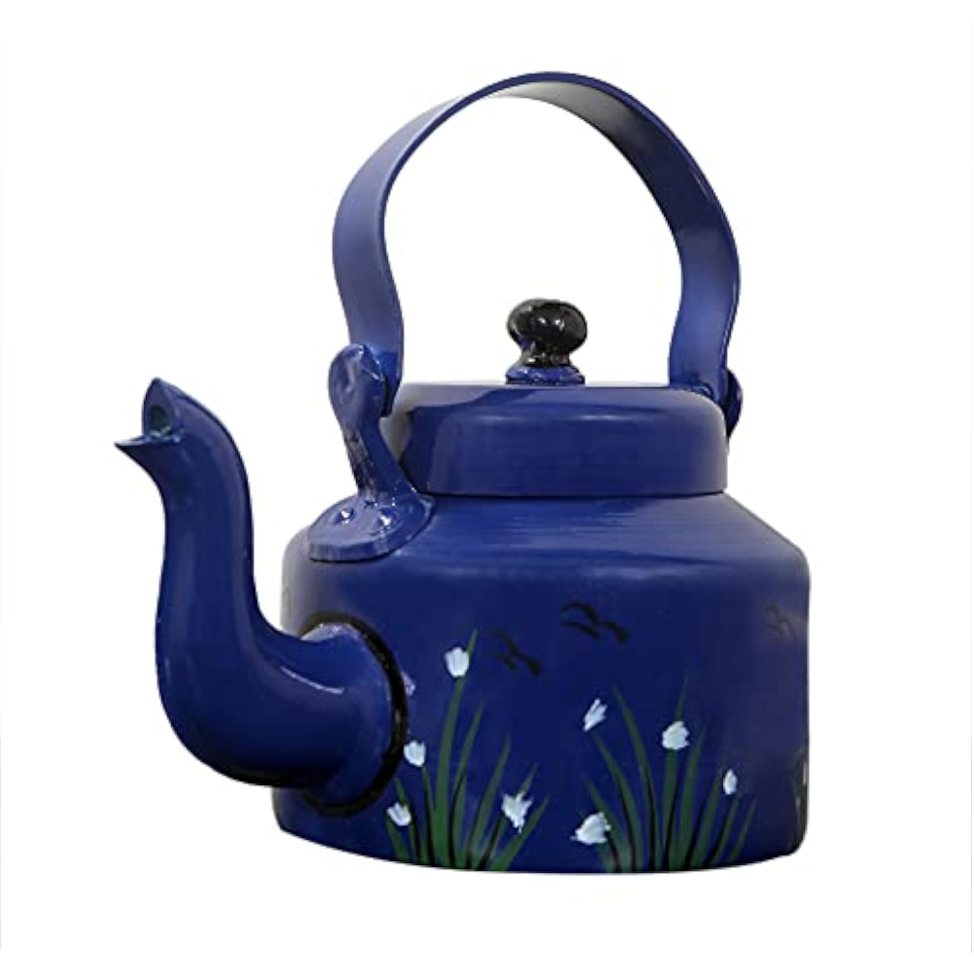 Blue Handpainted Rajasthani Traditional Aluminium Decorative Tea Kettle